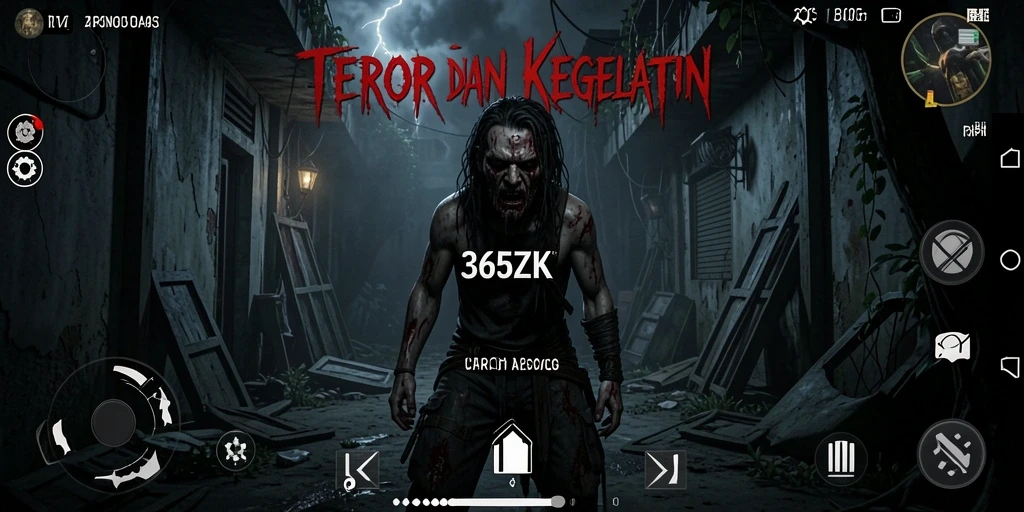 Screenshot menunjukkan suasana menyeramkan saat menjelajahi mansion.