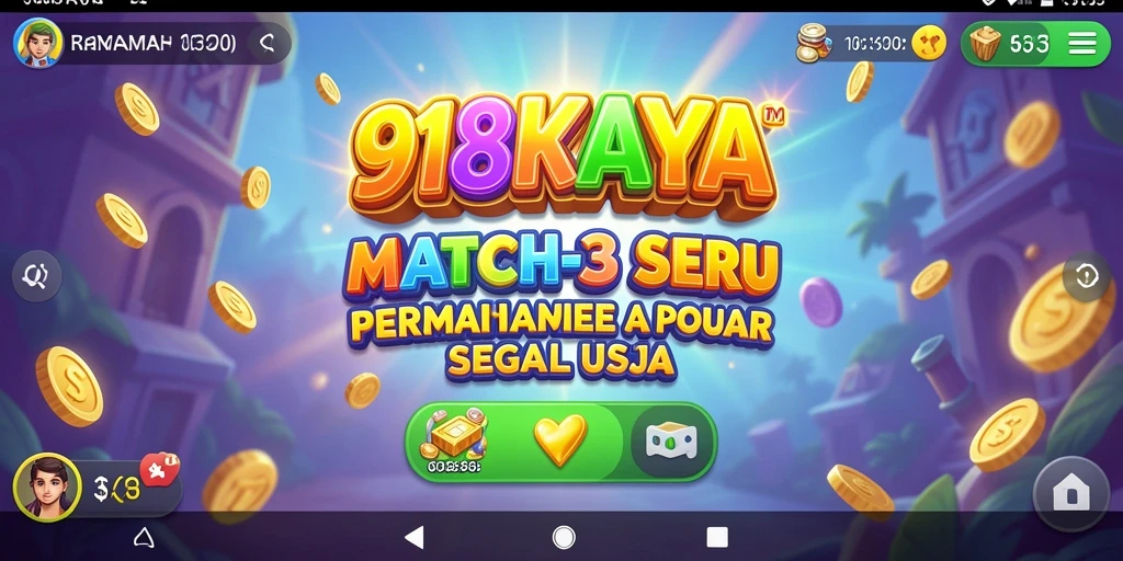 Screenshot utama 918KAYA menampilkan gameplay mencocokkan item yang seru.