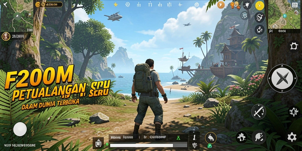 Gameplay petualangan seru di dunia terbuka F200M.