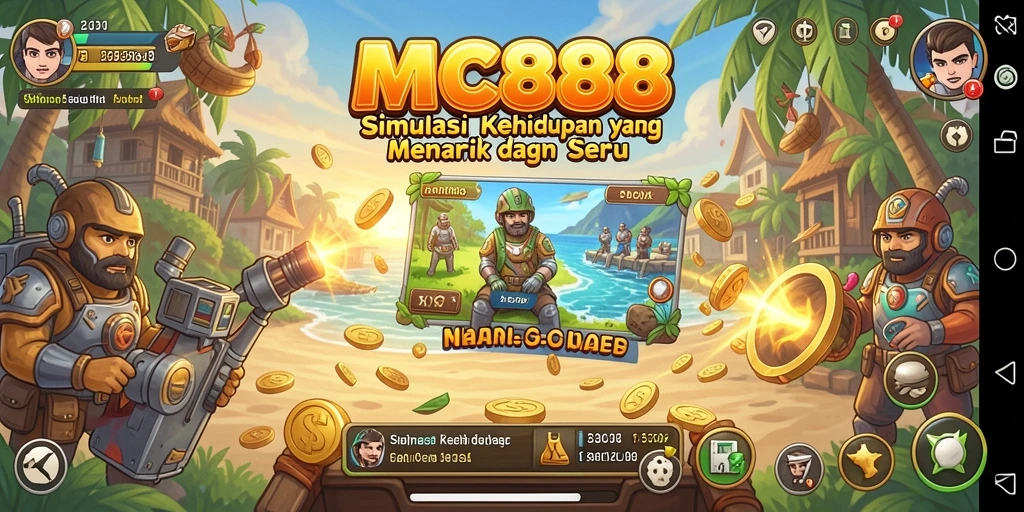 Tangkapan layar proses gameplay MC888 yang menggambarkan simulasi kehidupan.