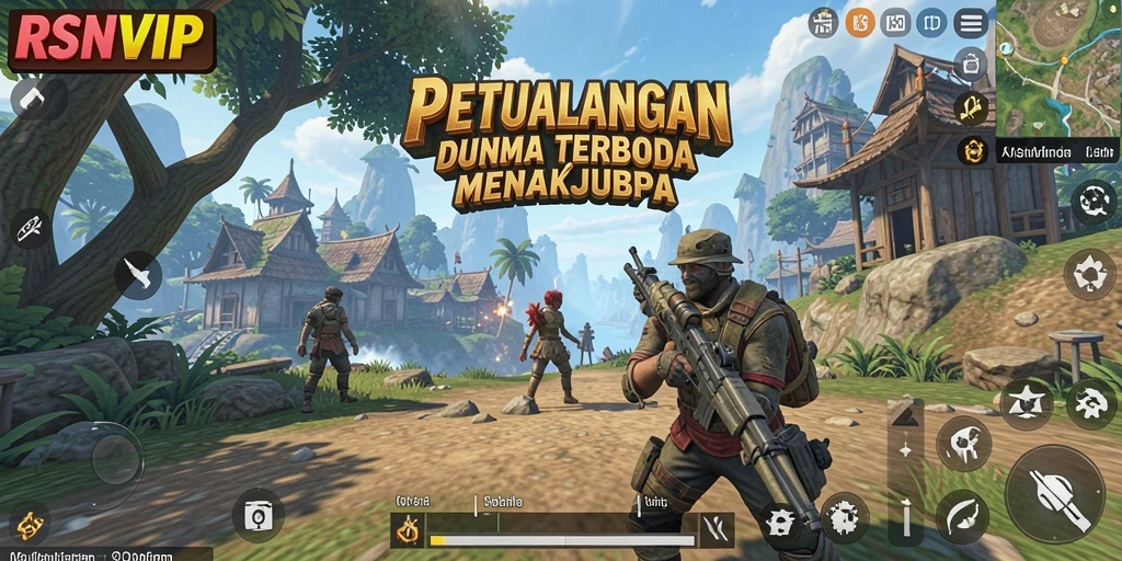 Screenshot gameplay RSNVIP yang menampilkan eksplorasi dunia terbuka.
