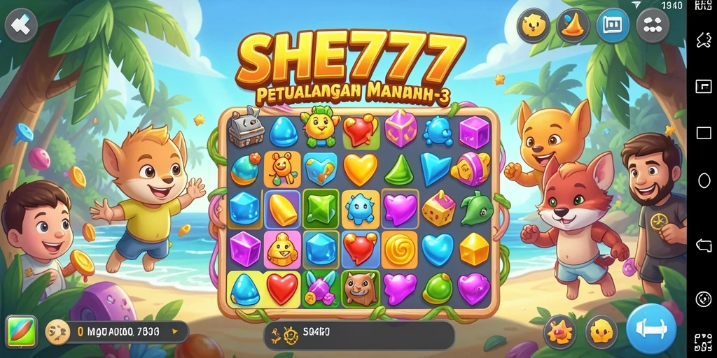 Tampilan gameplay SHE777 yang seru dan penuh warna.