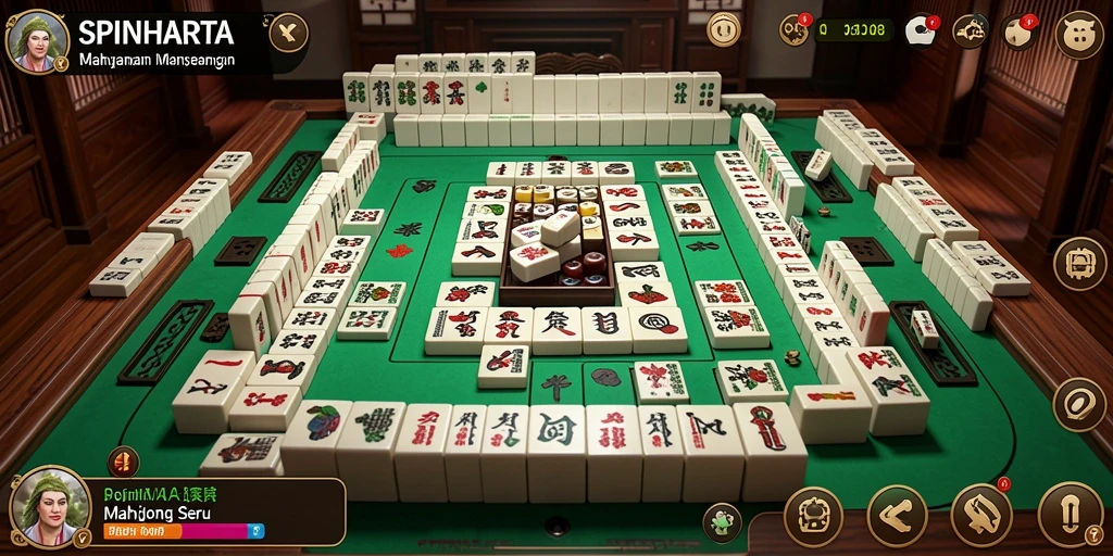 Screenshot gameplay SPINHARTA menampilkan tantangan Mahjong yang menarik.